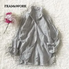 フレームワーク フレンチリネンドロストシャツ ストライプ ノーカラー