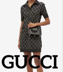 美品❤️GUCCI GGラメジャカード ニットワンピース ブラック Mのサムネイル