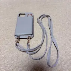 スマホカバー　iPhone15 ショルダー　ベージュ　カードケース付き　ミラー