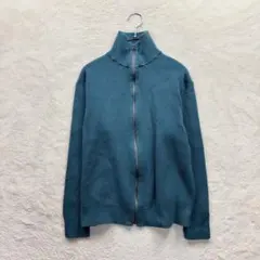 無印良品/S/青緑/リブ編み/フルジップカーディガン/春秋/ハイネック