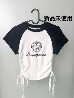 サイドリボンドローストリング クロップシャツ