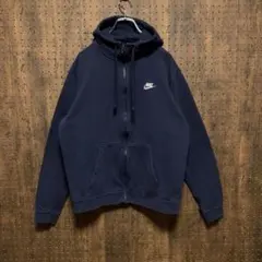 NIKE ナイキ　フルジップ　パーカー　刺繍　ジップアップ　ネイビー　dh34