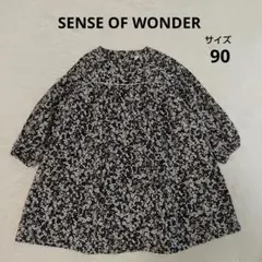 SENSE OF WONDER 長袖ワンピース　黒　花柄　90 日本製