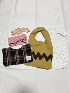 【スタイとヘアバンド未使用】スタイ、つけ襟、ヘアバンド 5点セット