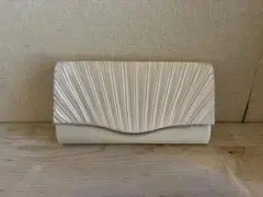 結婚式　バック　サテンプリーツ 3wayクラッチバッグ （ベージュ）