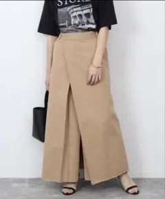 SLOBE IENA アシメタックライトチノロングスカート 38 ベージュ