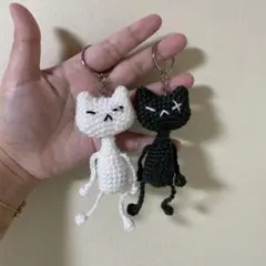 猫 あみぐるみ キーホルダー ハンドメイド 2個セット