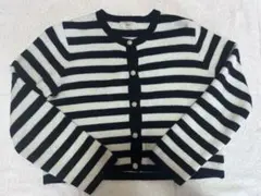 イエナ ボーダー ニットカーディガン ブラック 厚手