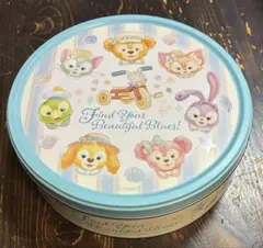 ダッフィー＆フレンズ お菓子缶 空き缶 ケース TDS 爽やかブルー 小物入れ