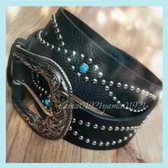 ウエスタンベルト スタッズ ターコイズ アメカジ 古着 黒 ブラック メンズ