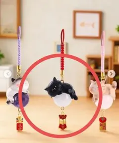 幸運を呼ぶ猫のクリスタルペンダント 一番人気の黒猫ちゃん チャームのサムネイル