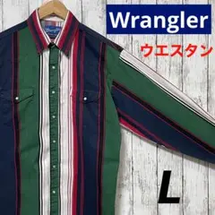 ラングラー　ウエスタンシャツ　マルチストライプ　size L スナップボタン