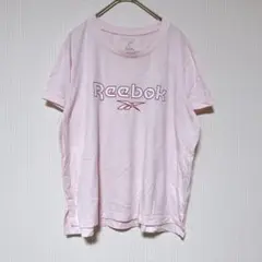 リーボック 半袖Ｔシャツ クルーネック ロゴ Ｍ 桃 綿 スポーツ