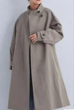 green label relaxing スタンドカラーコート モカ