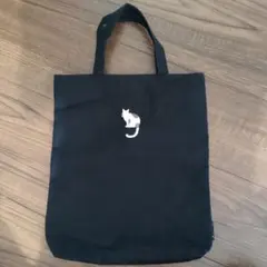 ドン ヒラノ 猫 刺繍入りトートバッグ A4 黒 新品未使用