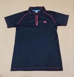 adidas 半袖ポロシャツ 黒　バドミントン　テニス　ウェア