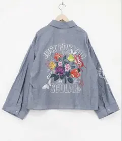 スカラー　163620：2素材展開 ポップロゴお花バックプリントシャツのサムネイル