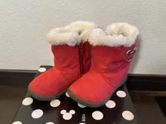 赤いスエードファー付きミッキーブーツ　15.0cm 15cm
