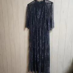 GIRL ネイビーグリーン レース ロングドレス 2Lサイズ