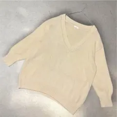 ローリーズファーム｜コットンVネックニット｜オーバーサイズ｜春ニット｜フリー