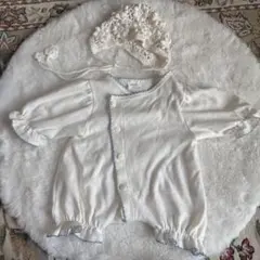 monbebe ブルーグローリーロンパース ボンネット newborn 新生児