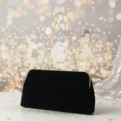 フォーマル　ブラックベルベット パーティーバッグ　ハンドバッグ　クラッチバッグ