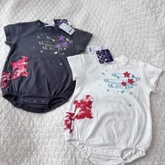 【新品】タグ付き　2色セット　ベビーロンパース　ベビー服　和柄　半袖　70