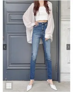 ハイウエスト スキニーデニム ライトブルー