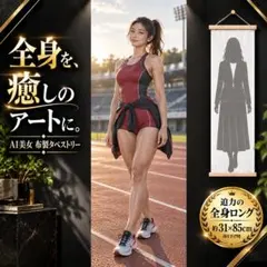 AI美女 布製アートタペストリー 約31×85cm 陸上アスリート 11