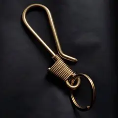 真鍮 カラビナ コイル巻きツリバリフック キーリング キーフック ブラス
