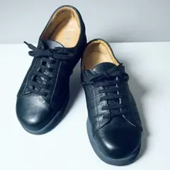 【美品】アシックスぺダラGIROウォーキングシューズ　黒23.5本革レースアップ