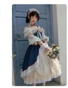 白雪姫風ロリータドレス 森ガール 2wayオフショルダー レース フリル お姫様