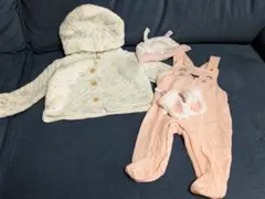 フランスベビー服 オーバーオール 60サイズ　初めての上着　秋生まれ　女の子