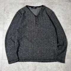 vintage ヘンリーネック VネックロンT ブラック アメカジy2kグランジ 