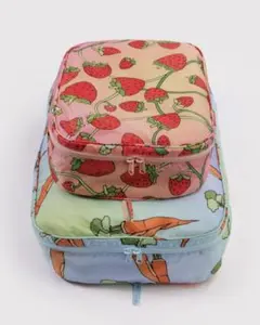 "BAGGU" キャロット＆ベリー柄 ラージ パッキング キューブ セット　新品のサムネイル