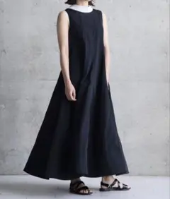 美品 スズキタカユキ linen dress 黒 - メルカリ
