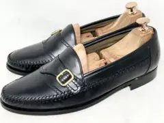 美品 MADISON LOOK 25.5EEE レザースリッポン ローファー 黒