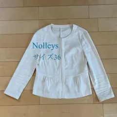 Nolleys 麻製ノーカラージャケット アイボリー サイズ36 手洗い可のサムネイル