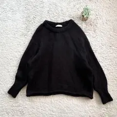 【ZARA】ドルマンニット プルオーバー ウール モヘア シンプル ブラック L