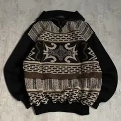 80s vintage 総柄 ハーフジップニット アメカジ シティボーイ レトロ
