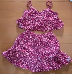 キッズ セットアップ 赤色 さくらんぼ チュニック スカートセットのサムネイル