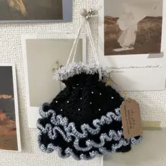 ❁【crochet】frill porch ビーズ付きフリルポーチ