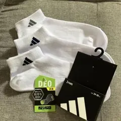【新品】adidas アディダス 白ソックス メンズ靴下 学生 3足24〜26㎝のサムネイル