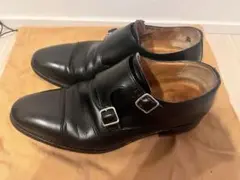 【BERWICK】ダブルモンクストラップ シューズ　黒　25cm 靴袋付き