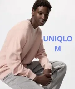 UNIQLO ユニクロ　ワッフルVネックセーター　M ピンク