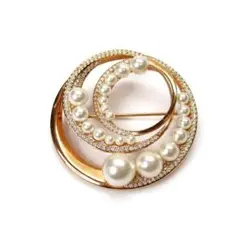 スワロフスキー パール クリスタル ブローチ ローズゴールド