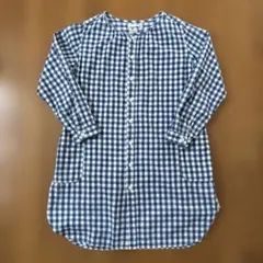 NATURAL LAUNDRY ギンガムチェック 膝丈チュニック 長袖のサムネイル