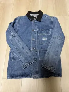 美品 ステューシー チェーンステッチロゴ デニム カバーオール M インディゴ Supreme 'Diamond Stitch Denim Chore Coat'ダイアモンド
