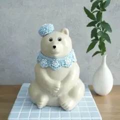 しろくま貯金箱　スヌード　ベレー帽　2点セット　水色