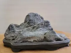 水石 山形 石 木製台座付き - メルカリ